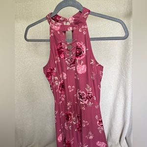 Pink Flower Print Medium Dress